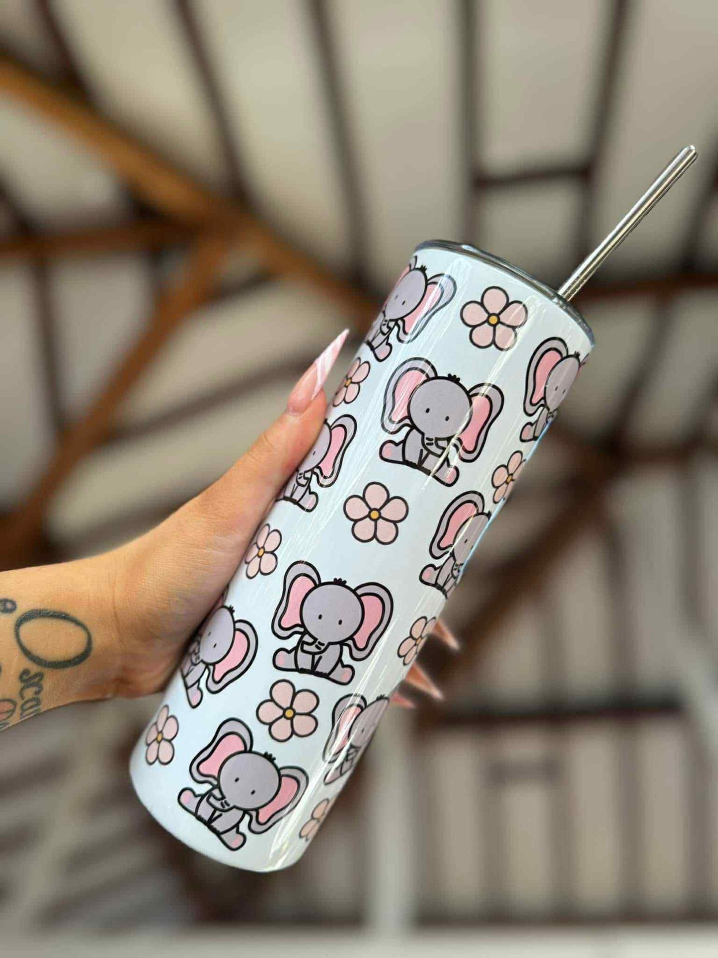 Elephant & Flowers 20oz Tumbler