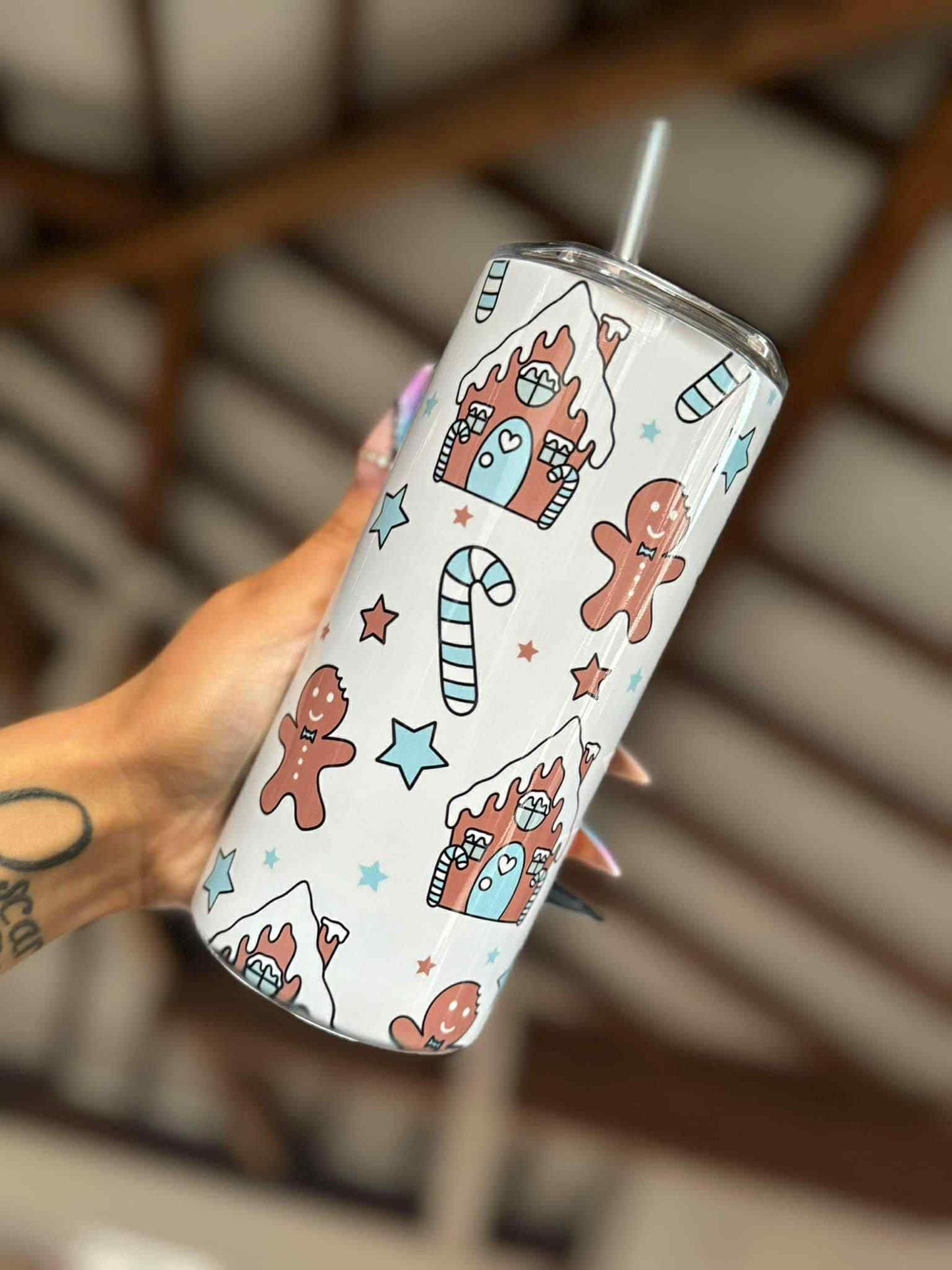 Blue Gingerbread Man 15oz Tumbler