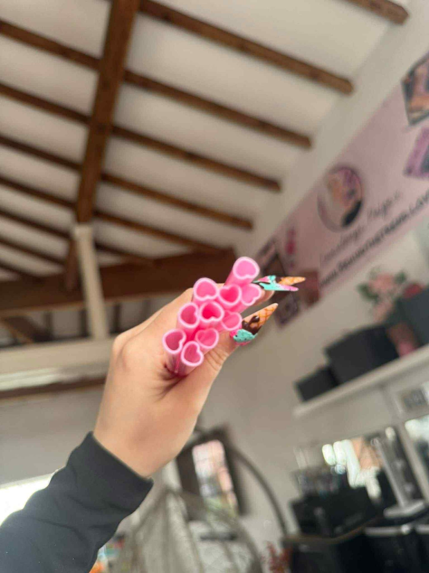 Pink heart Straw