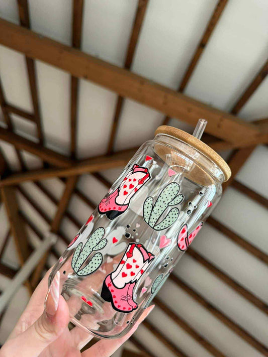 Cowboy Boots & Cactus Libbey Can