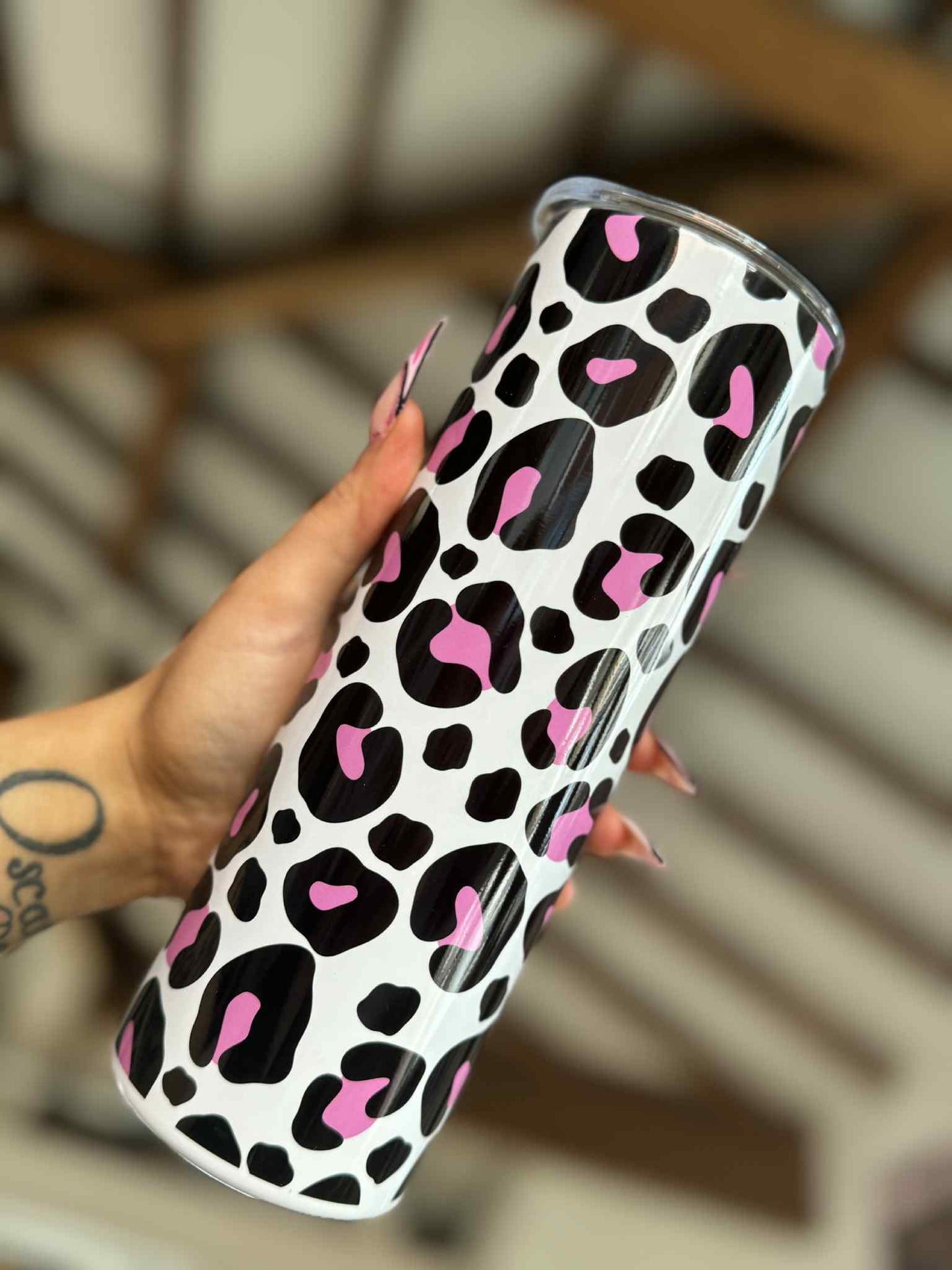 Black & Pink Leopard Print 20oz Tumbler