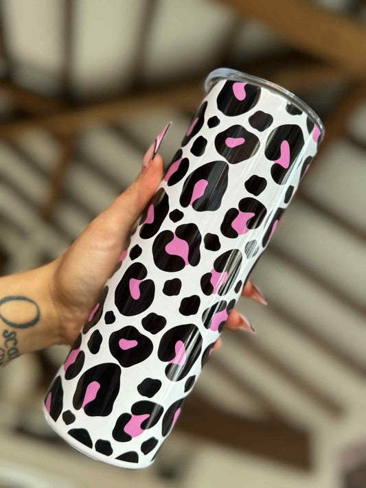 Black & Pink Leopard Print 20oz Tumbler