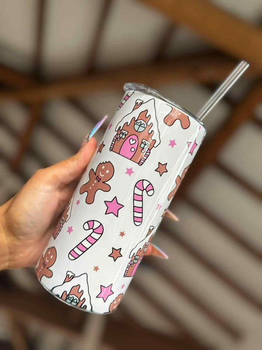 Pink Gingerbread Man 15oz Tumbler