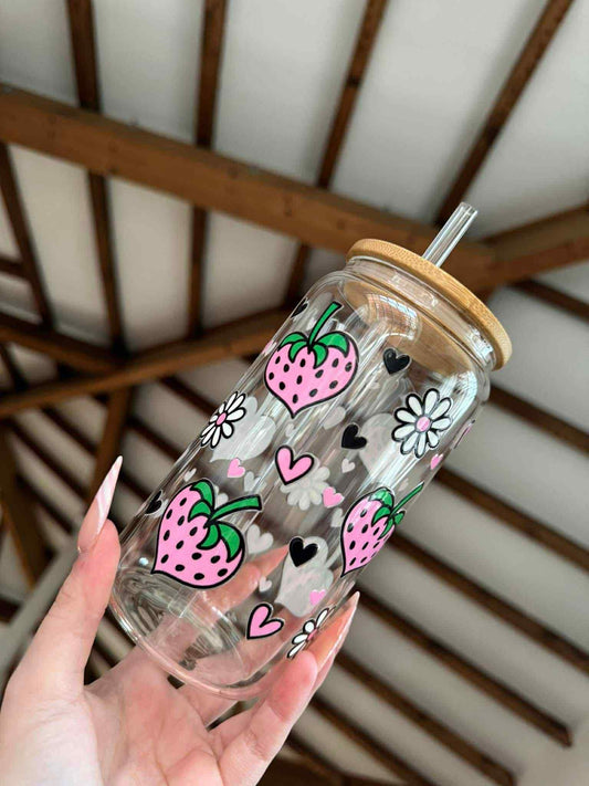 Pink Strawberries Libbey Can