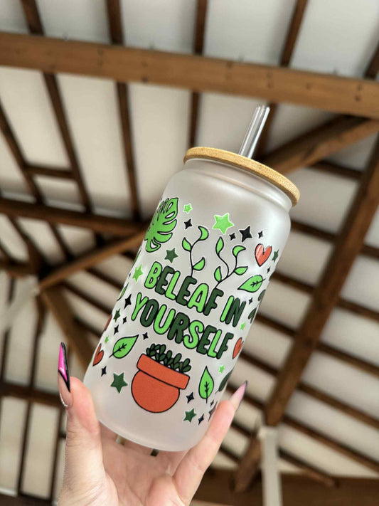 Beleaf In Yourself Frosted Libbey Can