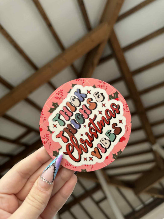 Thick Thighs Christmas Vibes Coaster